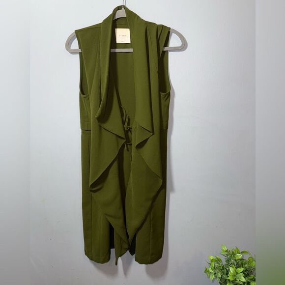 Elodie Green Draped Waterfall Open Front Adjustable Vest Size Small NWOT - Picture 1 of 8